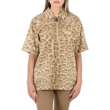 Burberry Ladies Animal Print Short-sleeve Cotton Oversized Shirt