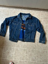 Vintage M Pendleton Denim Jean Jacket Wool Patch Western 1990s Y2K Aztec NICE
