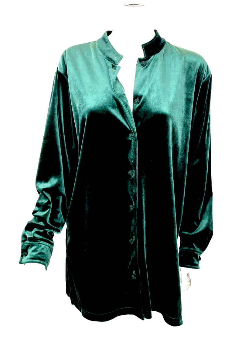 Honors womens green velvet jacket size L with knotted buttons whimsigoth renaissance style