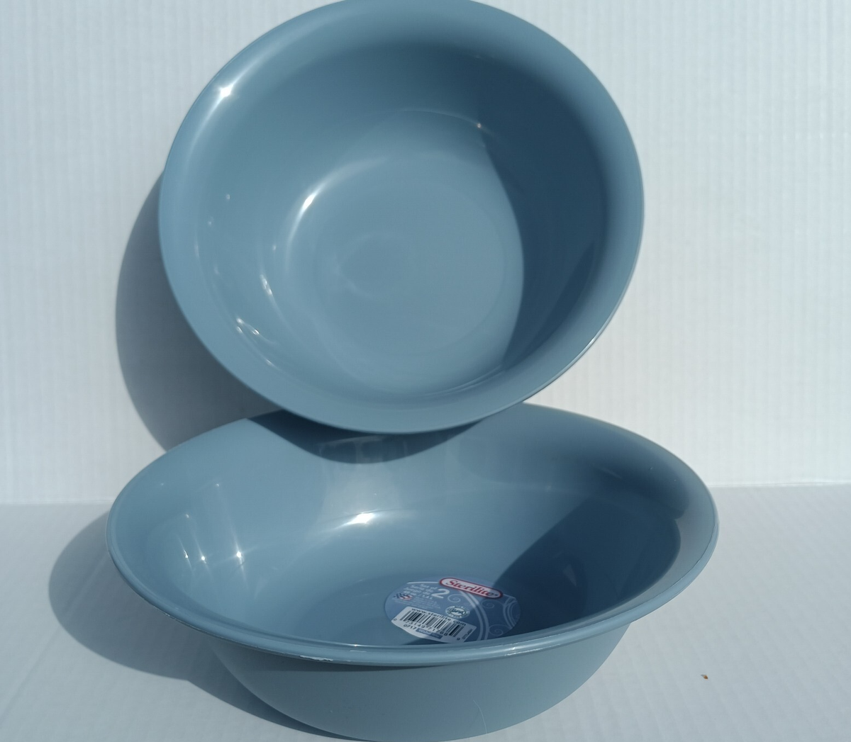 Sterilite Set of 2 Large Plastic Mixing Food Bowls 49 Oz w/Lite 