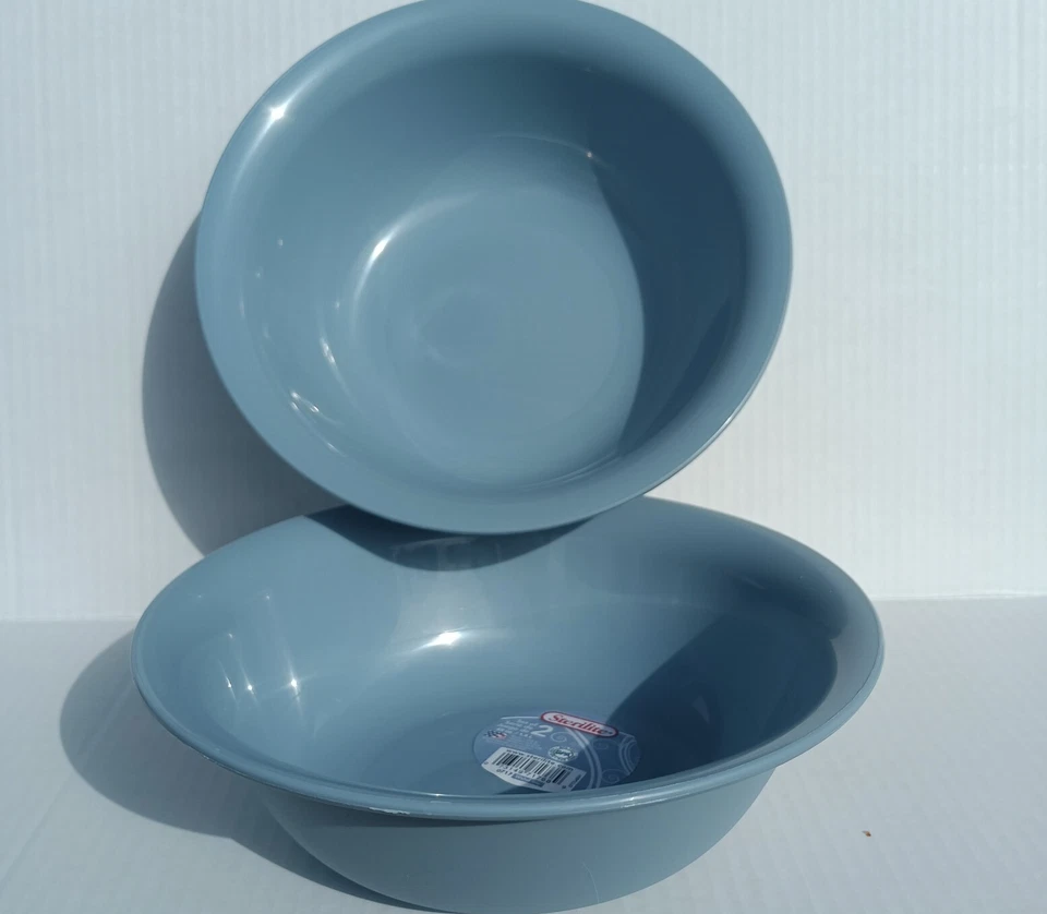 Sterilite Set of 2 Large Plastic Mixing Food Bowls 49 Oz w/Lite Blue Gray Color - Image 4 of 4