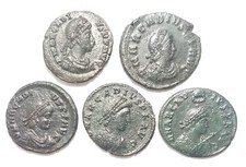 Set of 5 Bronze XF Condition Arcadius Roman Coins Free Shipping!