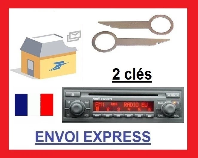 SKY Clé extraction démontage façade autoradio audi concert 2 trous a3 a4