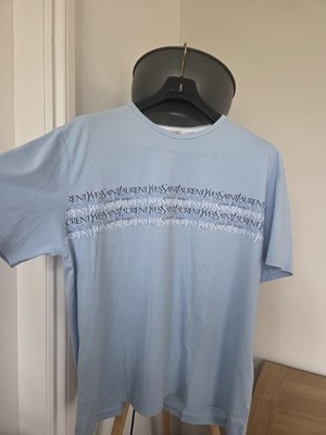 Vintage Spell Out Yves Saint Laurent T Shirt Top Blau YSL XXL Y2K Logo Luxe