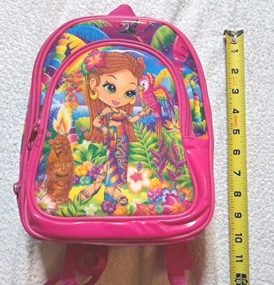 Vintage Nalani Lisa Frank Y2K Mini Backpack Plastic Zip Case Tropical Purse