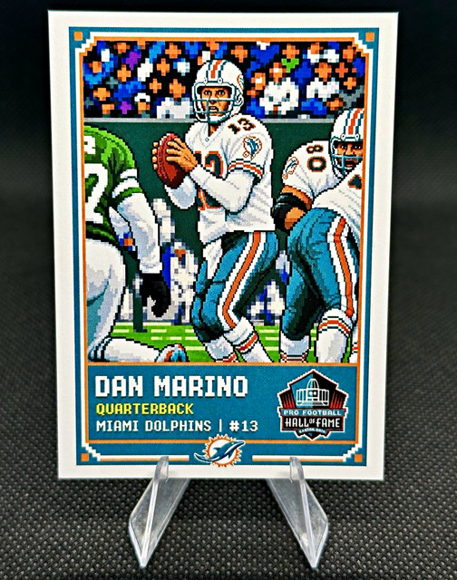 Dan Marino 8-Bit Tecmo Bowl Theme Custom ACEO Art Card Miami Dolphins NFL HOF