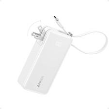 Nano 3-In-1 Portable Iphone Charger,10,000Mah Power Bank w/ Built-In USB-C Cable