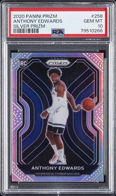 2020 PANINI PRIZM SILVER PRIZM #258 ANTHONY EDWARDS ROOKIE RC PSA
