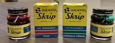 2x Vintage Sheaffer Skrip Ink 2oz Bottle, Red 02 and General Green 72 