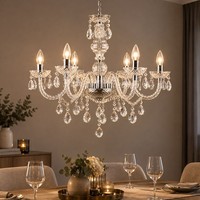 Kronleuchter Pendellampe HäNgeleuchte Esstischlampe Kristalle Chrom 6 Flammig