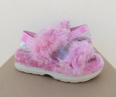UGG PINK FLUFF SUGAR FAUX FUR SLIPPER SLIDE SANDALS, WOMEN US 9/ EUR 40 ~NEW