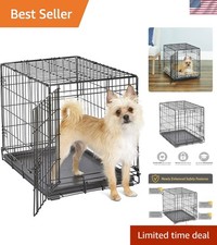24-Inch Folding Metal Dog Crate for Small Breeds with Leak-Proof Pan  Divider