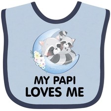 Inktastic Raccoon My Papi Loves Me Baby Bib Grandpa Grandson Papa Granddaughter