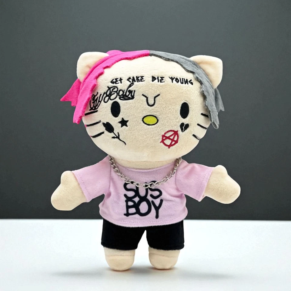 24cm Hello Kitty Lil Peep Plush Toy, Cute Anime Collectible, Gift for Fans - Image 3 of 4
