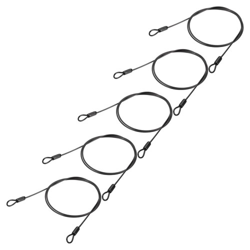 Câble En Acier Inoxydable Gainé Vinyle Noir - 2 Pièces 4ft (120cm) - Avec Boucles