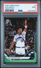 2025-26 Topps Now Ace Bailey #9 Green Foil 88/99 Jazz PSA 9