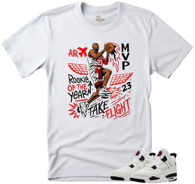 Shirt To Match Jordan 4 Flight Club Sneaker Match Tees- Take Fligth White Tee