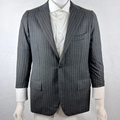 Cesare Attolini Sport Coat Gray Pinstripe Wool Sz 50IT 40US S Domenico Vacca EUC