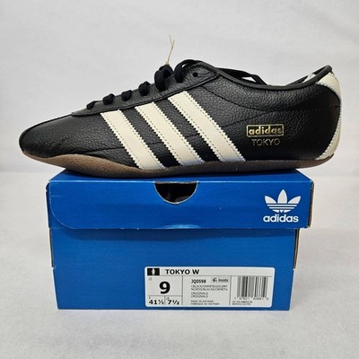 Adidas Tokyo Women Black White Leather Sneakers Shoes Size 9 JQ0598