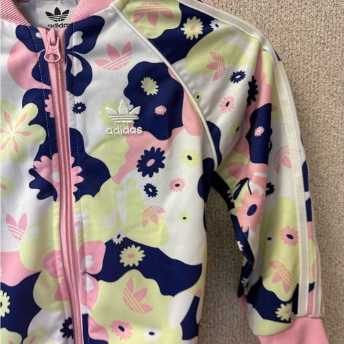 Adidas Toddler Girl Size 3T Floral colorful full zip jacket - Picture 2 of 5