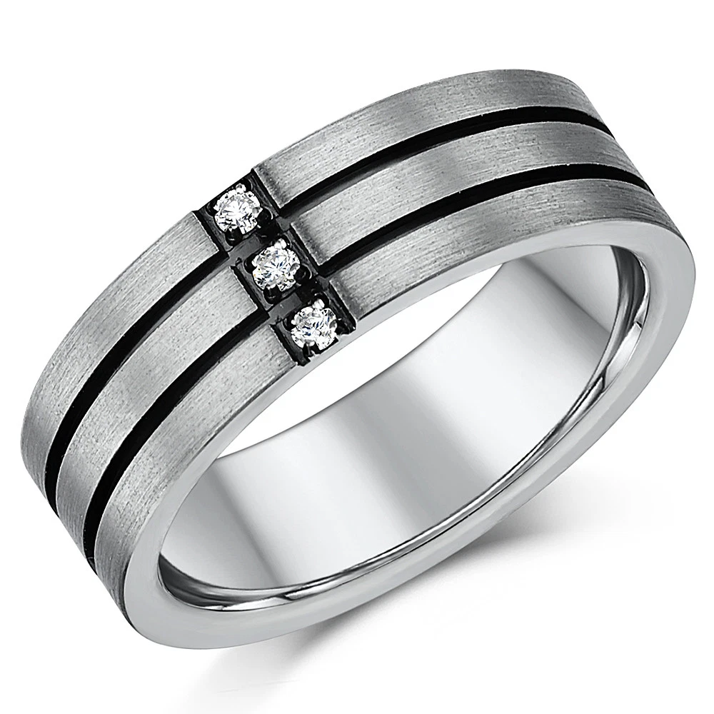 Mens titanium shop rings with diamonds