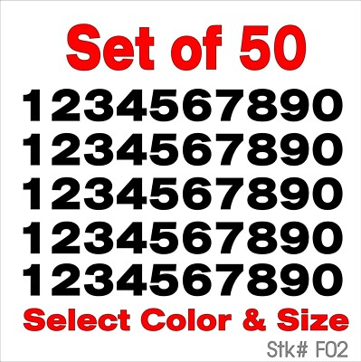 0 9 Numbers Vinyl Sticker Decals Outdoor Quality Many Uses - Set of 50 STK#F02