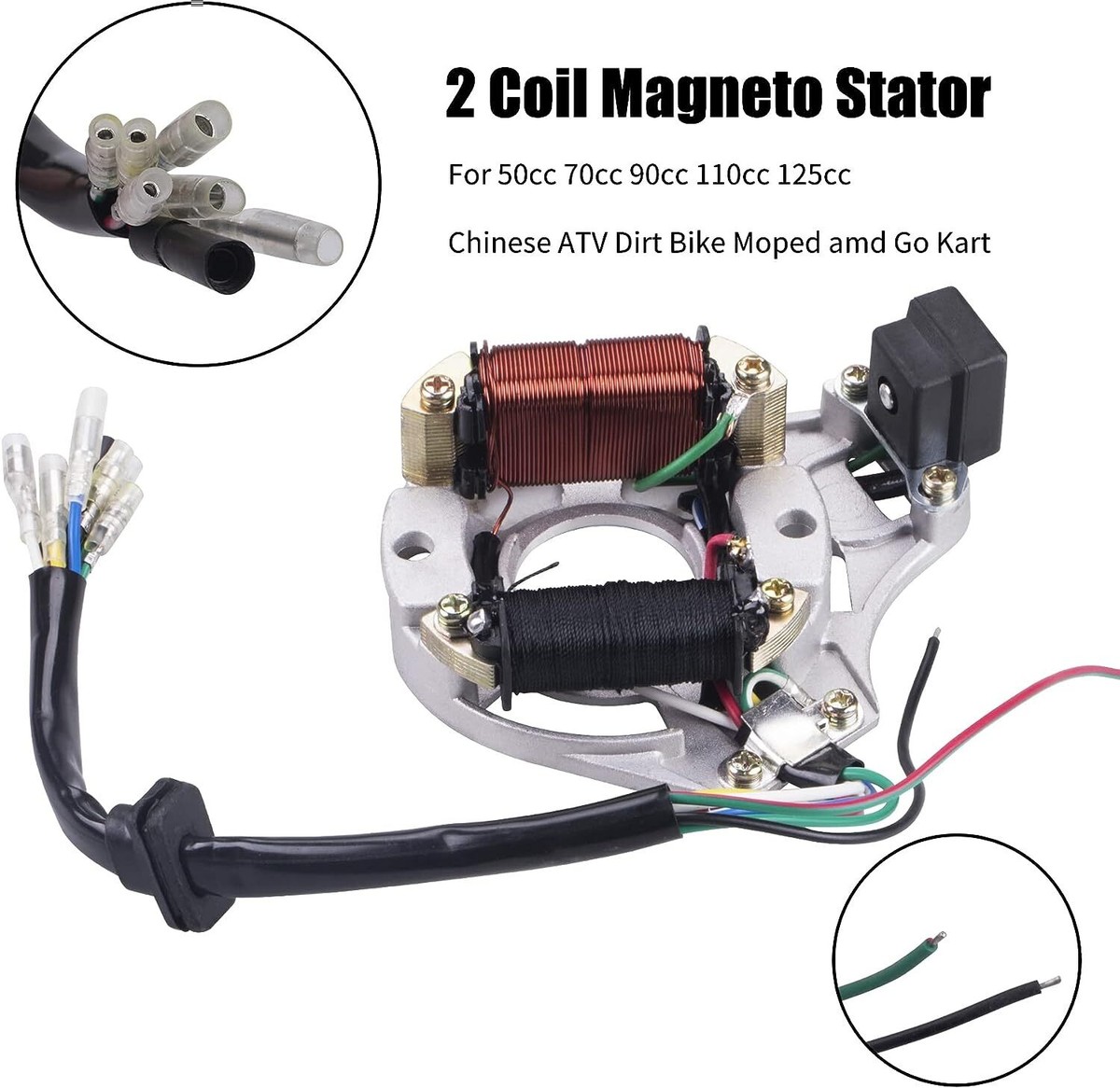 Statore Di Accensione 2 Bobine Per Motori 50cc-125cc 4 Tempi - Piastra Magnetica Per ATV, Dirt Bike, Quad E Go Kart Cinesi - 6 Fili