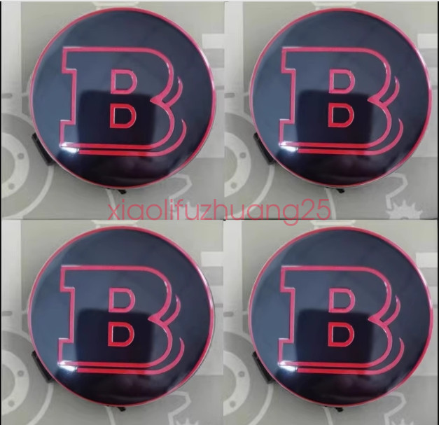 For Mercedes Centre Caps 75mm Brabus Emblems Logo Alloy Wheel Badges RED Black