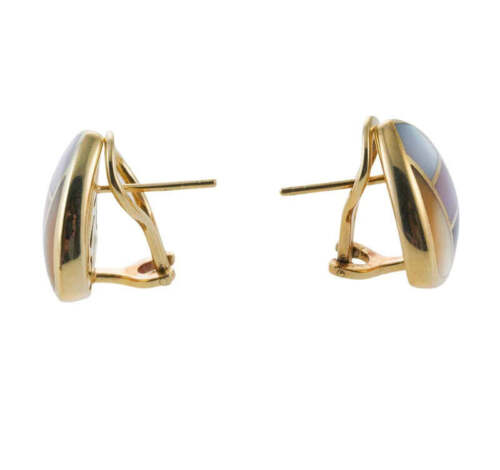 Asch Grossbardt Mop Inlay Gold Earrings - Picture 2 of 4