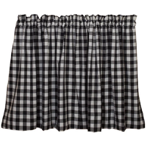 New Country Cottage Chic Farmhouse WHITE BLACK BUFFALO CHECK Tiers Curtains 36"