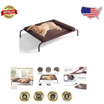Durable XL Elevated Dog Bed with Waterproof Bolsters - Perfect for Travel