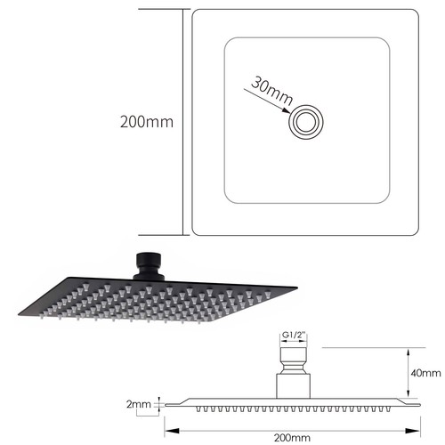 Matte Black Square Bathroom Wall Spout Basin Mixer Tap Shower Head Grate Waste - Picture 97 of 198