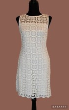 Lauren Ralph Lauren White Lace  Lined Sleeveless Shift Dress Sz 8 Romantic...