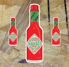 Tabasco Hot Sauce Chili Pepper Bottle Illustrated Sticker Decal Vinyl 3 for 1