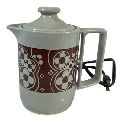 VALIANT HOT POT Coffee Tea Electric MCM Retro Model #29 1406 White & Brown Works