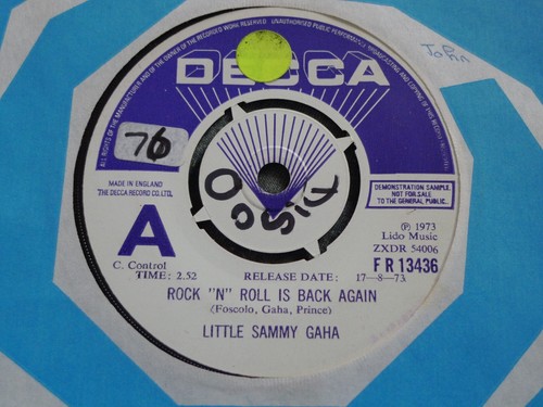 DEMO PROMO FUNK-LITTLE SAMMY GAHA-ROCK'N'ROLL IS BACK AGAIN-DECCA SCARCE ON DEMO