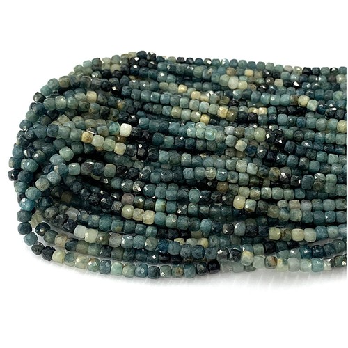 Natural Stone Real Genuine Blue Tourmaline Irregular Cube Faceted Loose Beads - Picture 10 of 10