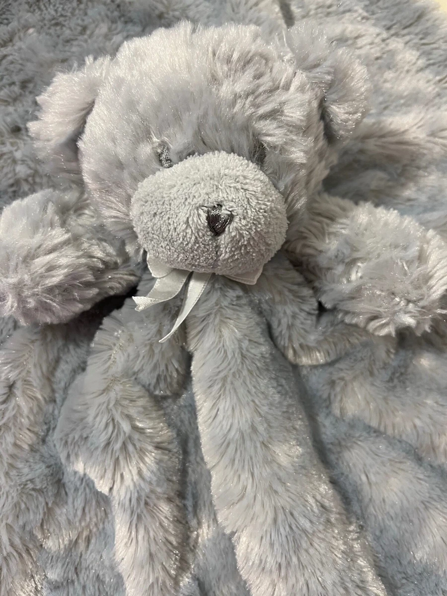 Blankets Beyond Grey Teddy Bear with White Bow Lovey Security Blanket