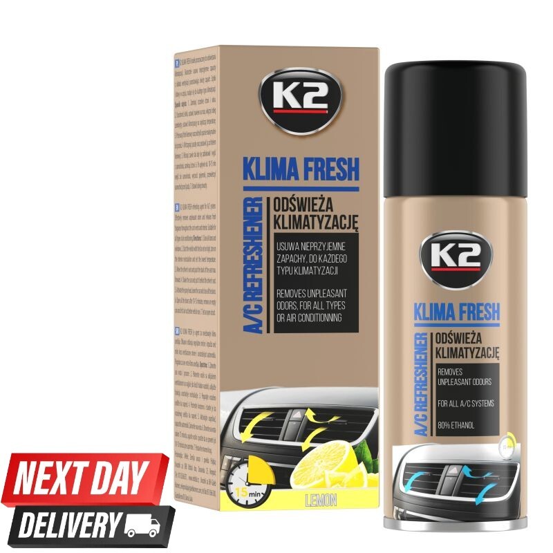 K2 KLIMA FRESH A/C AIR CONDITIONING REFRESHER LEMON 150ML | NEXT DAY DELIVERY