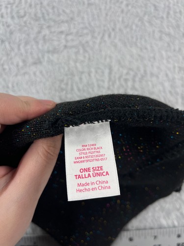 Walmart Beanie Toque Youth Girls Black Knit Acrylic Blend Cute Glittery Sparkly - Picture 6 of 6