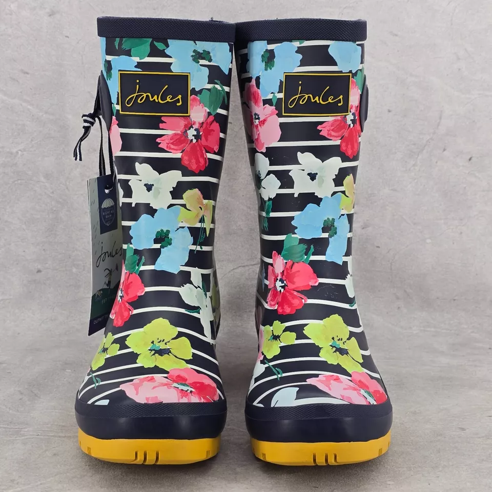 Nuevas Botas de Lluvia Joules Media Pantorrilla Molly Welly Rayas Florales Talla EE. UU.: 5 REINO UNIDO: 3 Foto 2 de 4