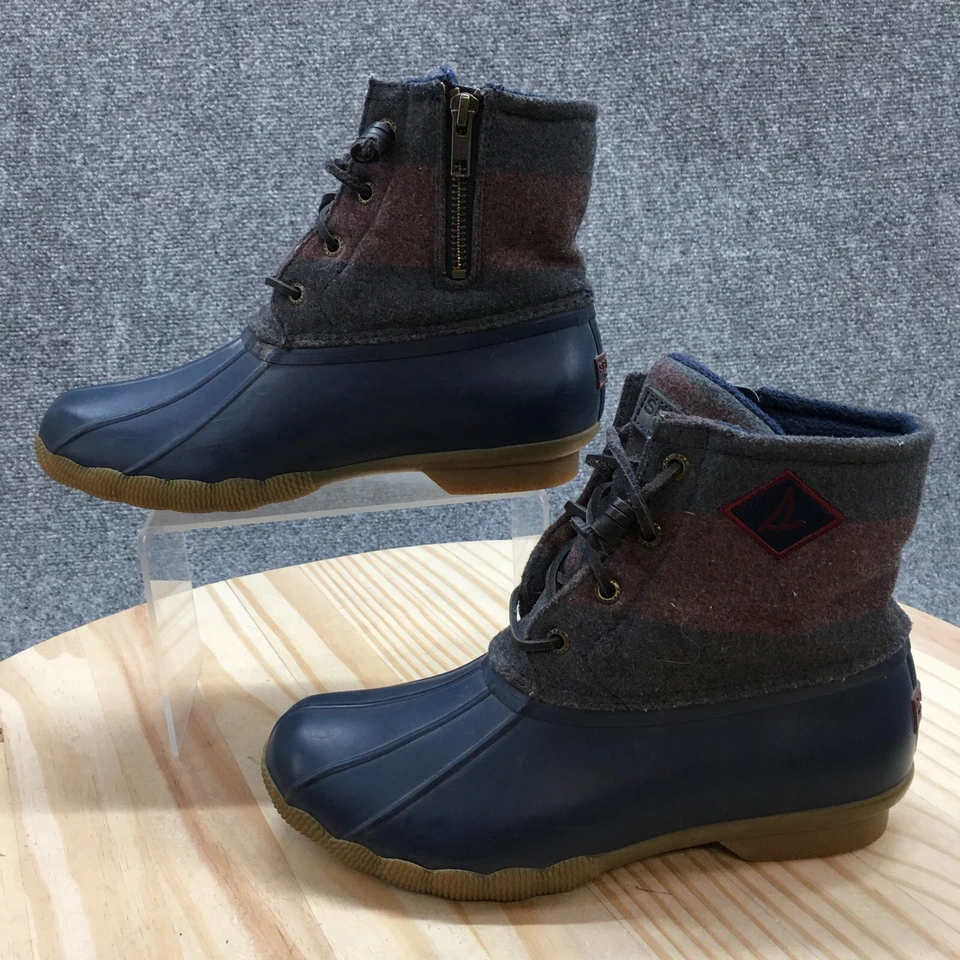 Botas Sperry para mujer 7 M de agua salada universitaria a rayas pato botas de lluvia azul mezcla de lana Foto 2 de 4