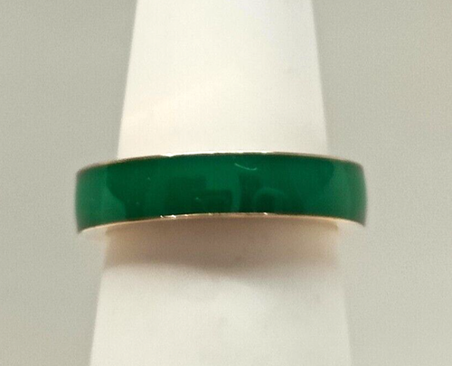Vintage Signed JOAN RIVERS Green on Band Gold Tone Ring Size 5