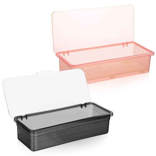 2Pcs Trays Tableware Storage Boxes Drain Boxes With Transparent Cover