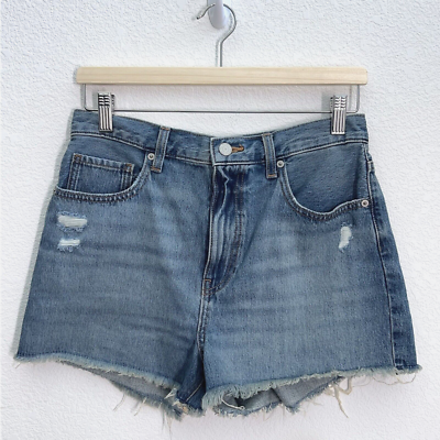 NWT Uniqlo High Rise Denim Shorts Women 27 (10) Blue Cut-Off