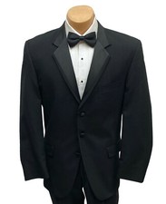 Men's Geoffrey Beene Black Tuxedo Jacket Three Button Satin Notch Lapels 41R