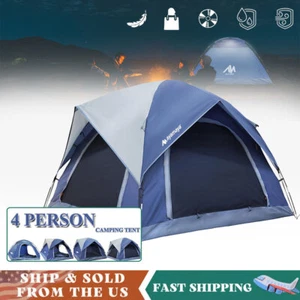 Tente de camping pour 3-4 personnes Installation facile Double couche Imperméable pour la randonnée