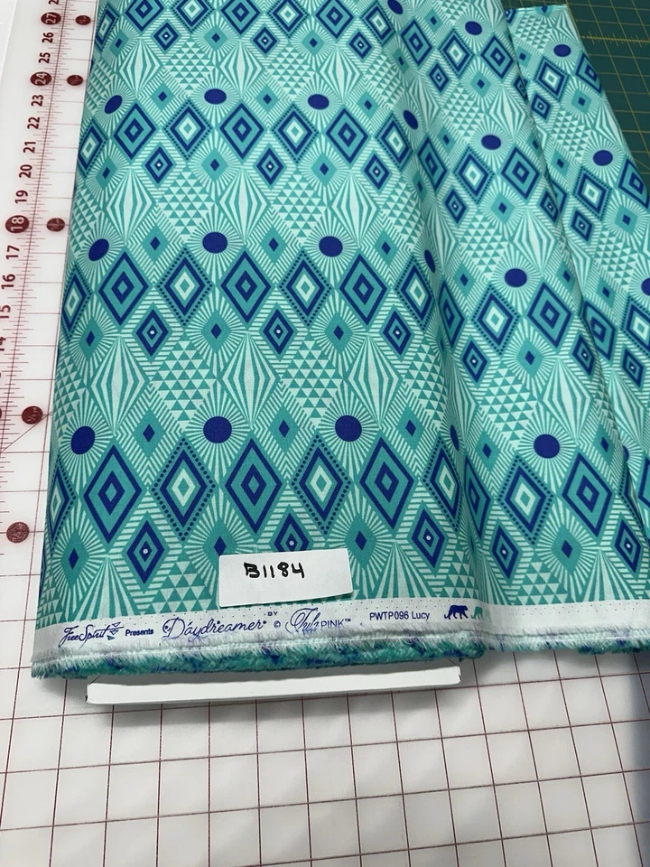 Tula Pink Daydreamer Diamonds Lucy Blue Cotton Quilt Draft Fabric Half Yard