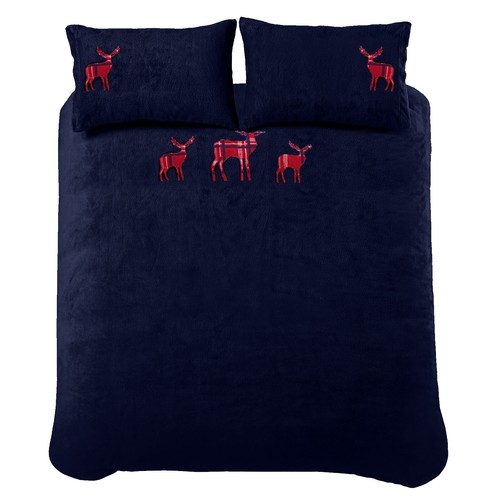 Teddy Bear Fleece Bedding Set Thermal Stag Duvet Quilt Cover Single Double King - Picture 15 of 16