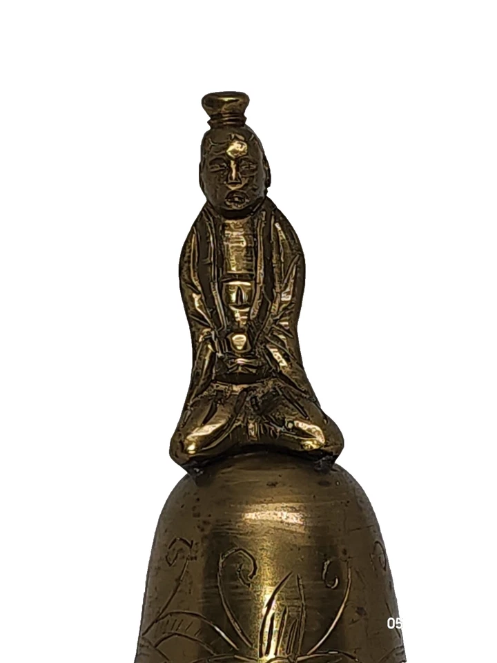 Campana Monje China Vintage Latón - Decoración Ritual Espiritual - Diseño Floral Grabado Foto 3 de 4